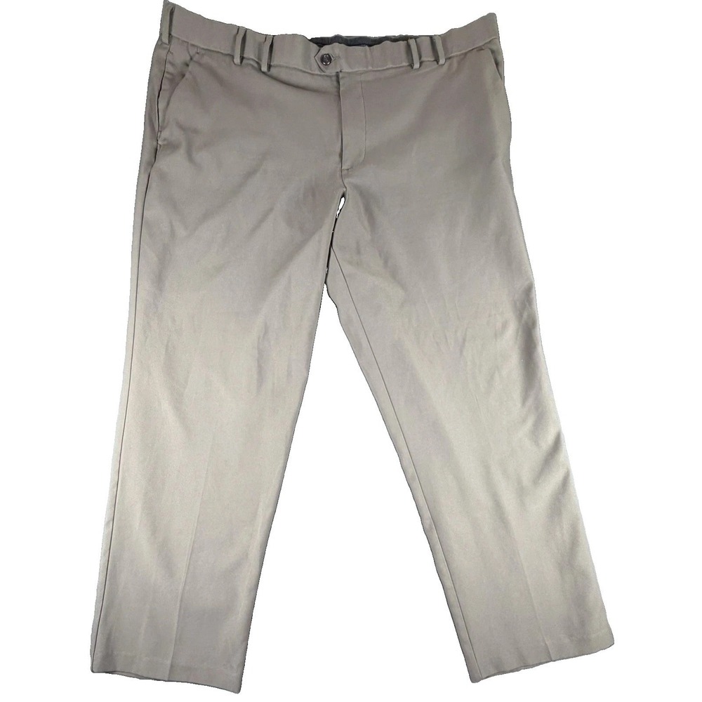 Dockers Golf Dress Pants Mens 44x30 Beige Microfiber Flat Front Relaxed